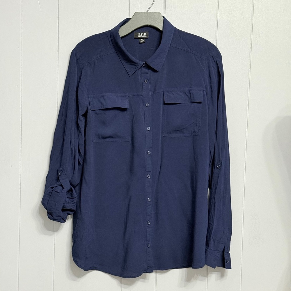 a.n.a Deep Blue Long Sleeve Shirt (soft)